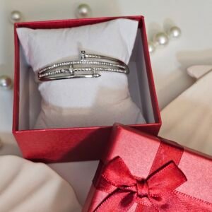 925 Sterling Silver double bent nail bangle bracelet