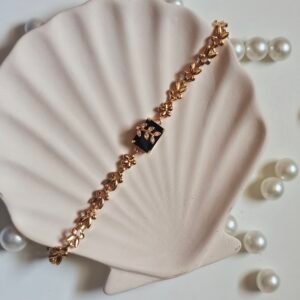 Seraphina Black Square Stone Non Adjustable Bracelet