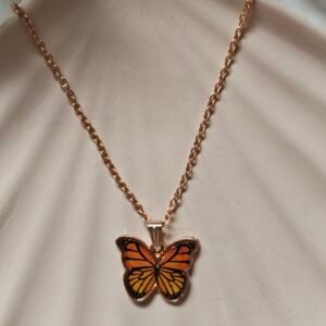 Brown butterfly rosegold chain
