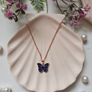 Dark blue butterfly rosegold chain
