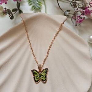 Green butterfly rosegold chain
